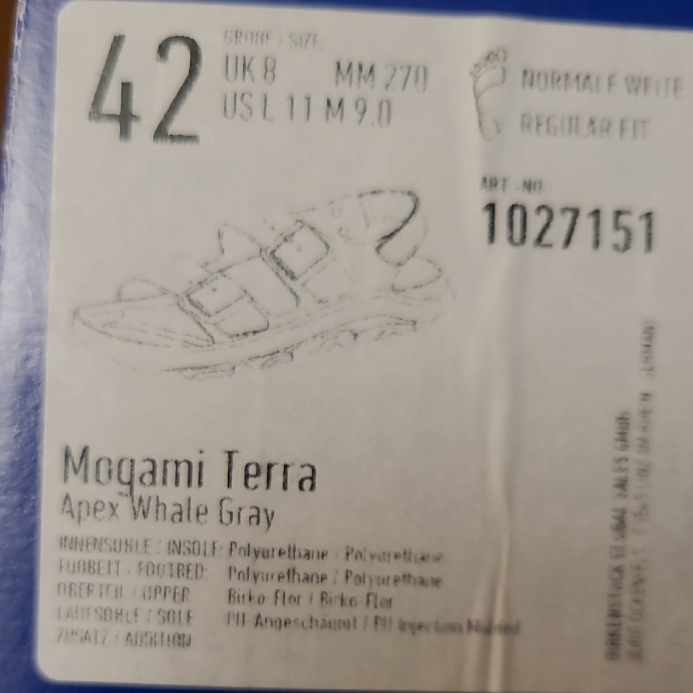 New Birkenstock Mogami Terra Birko-Flor - Regular Wide -Whale Gray Size 42 - Picture 7 of 7
